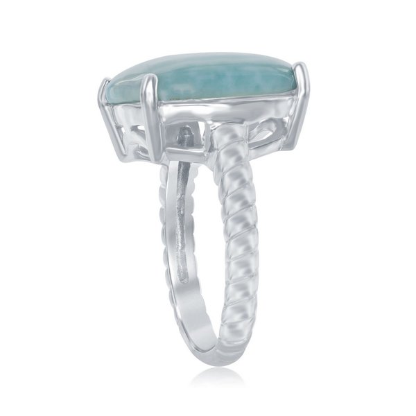 Sterling Silver Square Cut Larimar Rope Ring