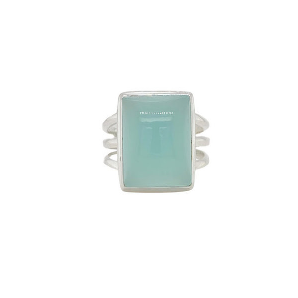 Sterling Silver Rectangle Chalcedony Ring