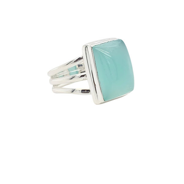 Sterling Silver Rectangle Chalcedony Ring