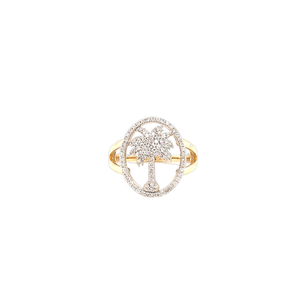 14K Yellow & White Gold GC Diamond Palmetto with Halo Ring