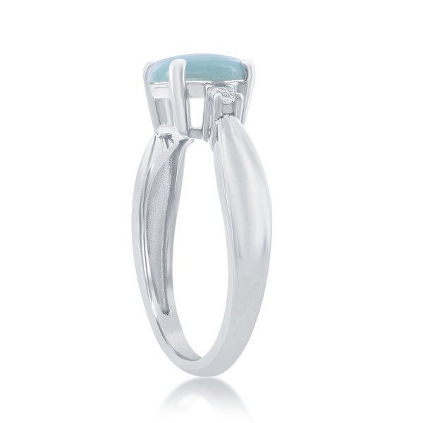 Sterling Silver Larimar & Cubic Zirconia Ring