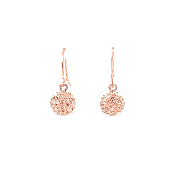 14K Rose Gold Diamond Cut Sweetgrass Dangle Earrings