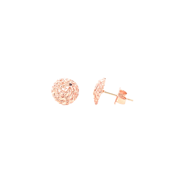 14KR Round Diamond Cut Sweetgrass Post Earrings