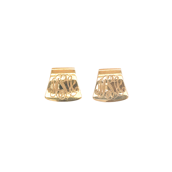 14K Yellow Gold GC Mini Slide Earrings with Hand Engraving
