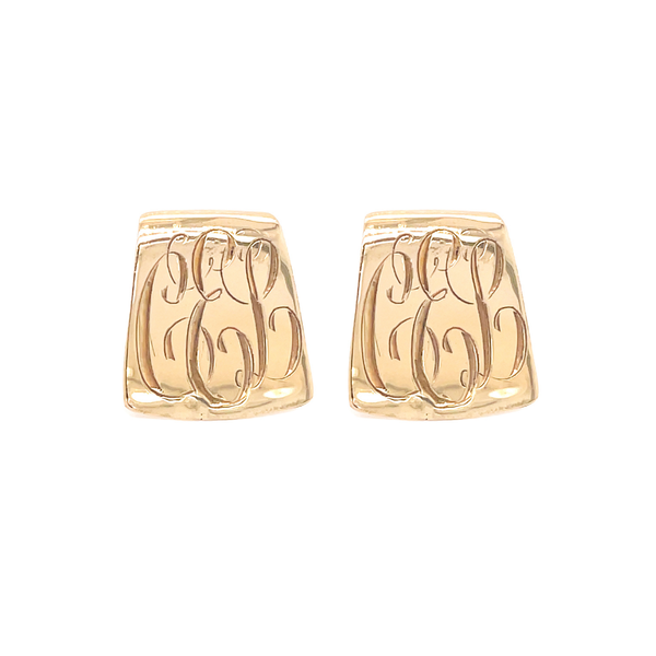 14K Yellow Gold Medium Slide Omega Earrings with Hand Engraving