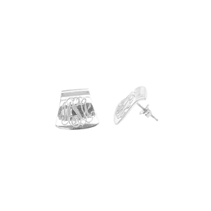 SS GC Mini Slide Earrings with Hand Engraving