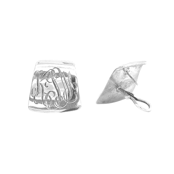 Sterling Silver Medium Slide Omega Earrings with Hand Engraving