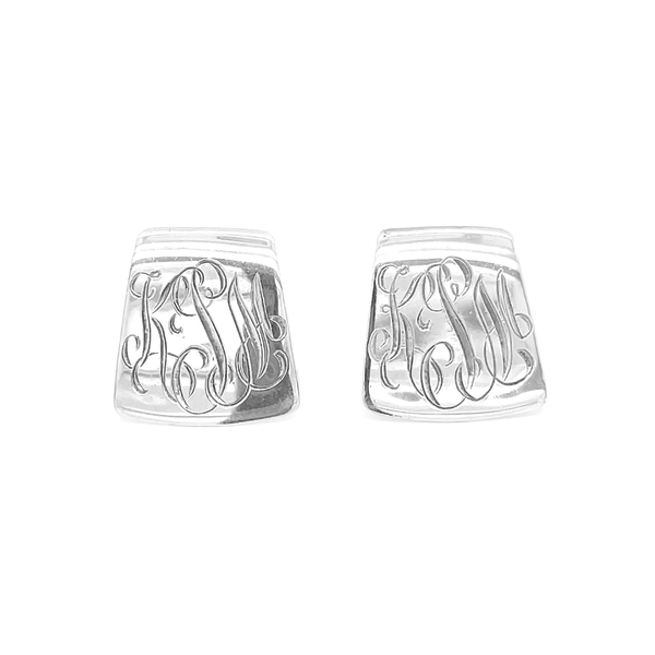 Sterling Silver Medium Slide Omega Earrings with Hand Engraving