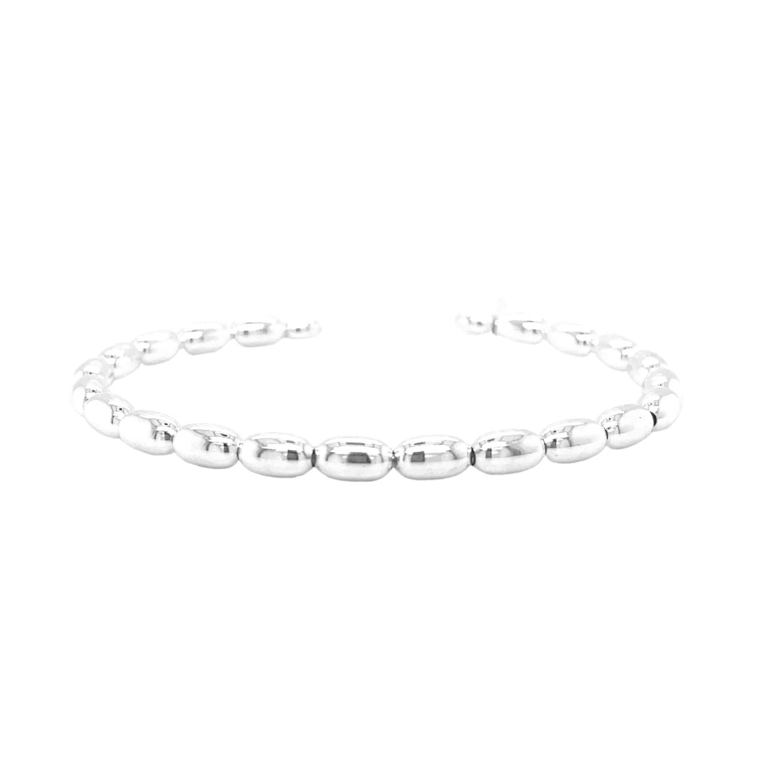 SS Charleston Rice Bead Cuff Bracelet Gold Creations