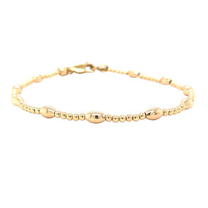 Yellow Gold Filled Rice Bead & Round Bead Bracelet