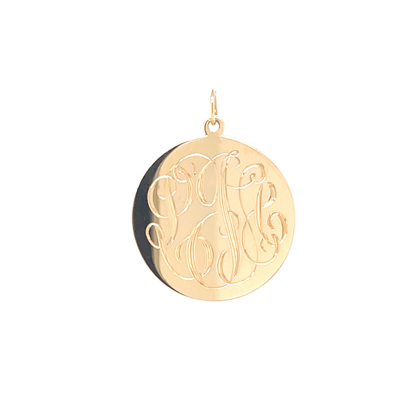 14K White Gold Monogram Disc Charm Necklace