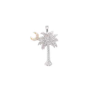 14KYW GC ORG Diamond Palm & Moon Pendant (White Moon)