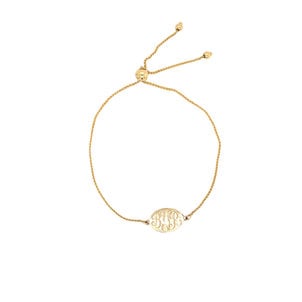 14K Yellow Gold Oval Monogram Adjustable Bracelet