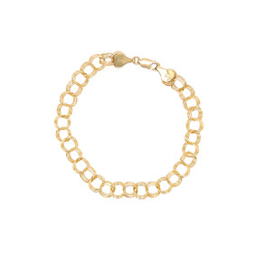 14K Yellow Gold 7mm Triple Link Charm Bracelet