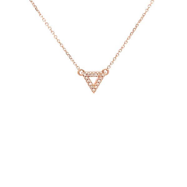 10K Rose Gold Diamond Triangle Necklace 16-18" Adjustable