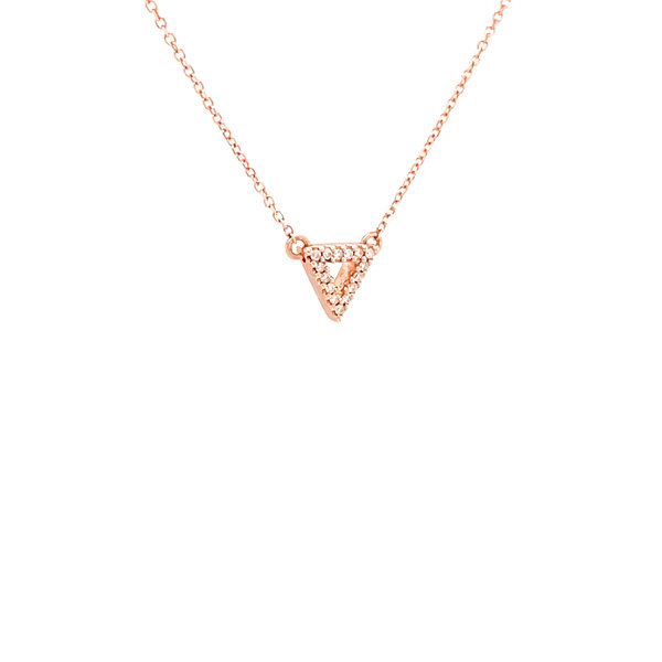 10K Rose Gold Diamond Triangle Necklace 16-18" Adjustable