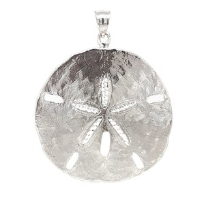 Sterling Silver GC Original Diamond Cut Large Sand Dollar Pendant