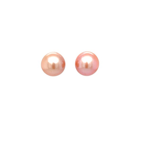 14K Yellow Gold Pink Freshwater Pearl 12-13mm Post Earrings