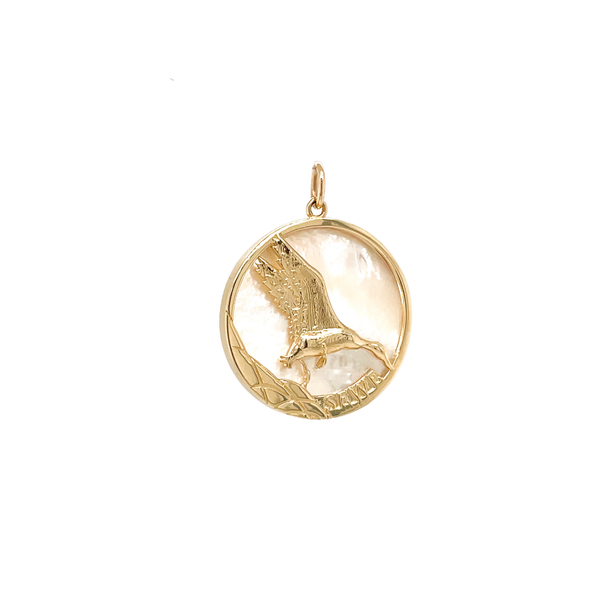 14K Yellow Gold GC Original SEWE Mother of Pearl Pendant