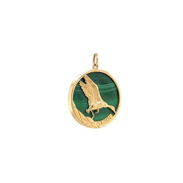 14K Yellow Gold GC Original SEWE Malachite Pendant