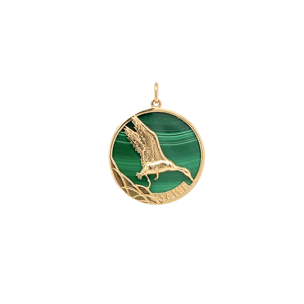 14K Yellow Gold GC Original SEWE Malachite Pendant
