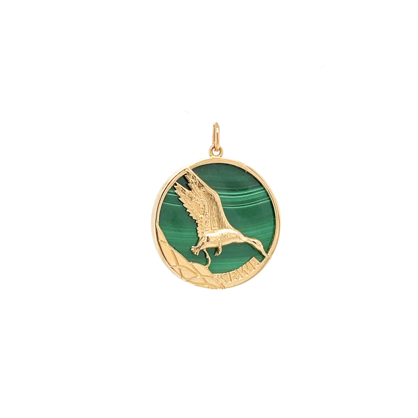 14K Yellow Gold GC Original SEWE Malachite Pendant