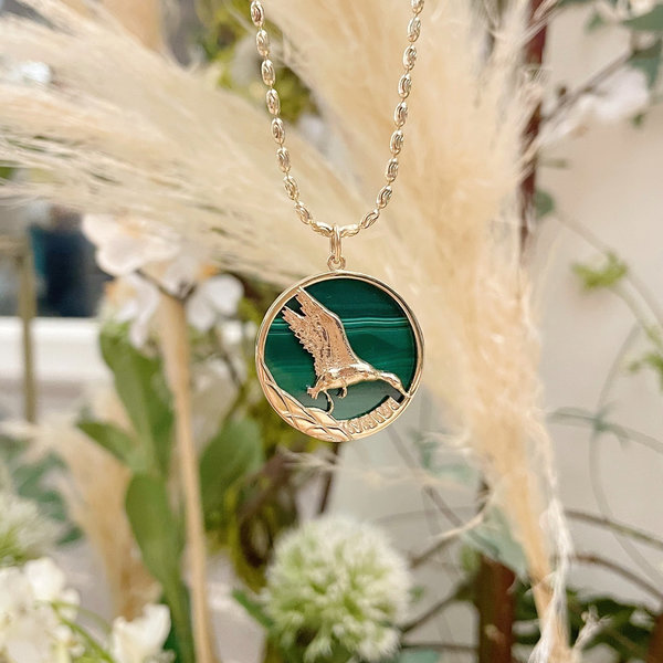 14K Yellow Gold GC Original SEWE Malachite Pendant