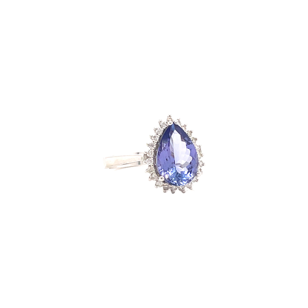 14K White Gold 2.40 ct Tanzanite & .25ct Diamond Ring Size 6.5