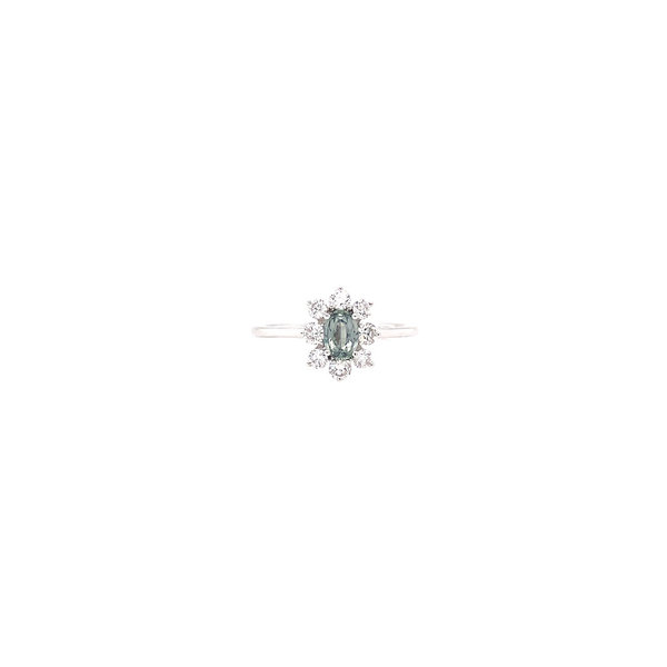 14K White Gold Alexandrite & Diamond Ring Size 6.75