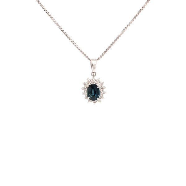 Platinum .86 Carat Sapphire & Diamond 18" Adjustable Necklace