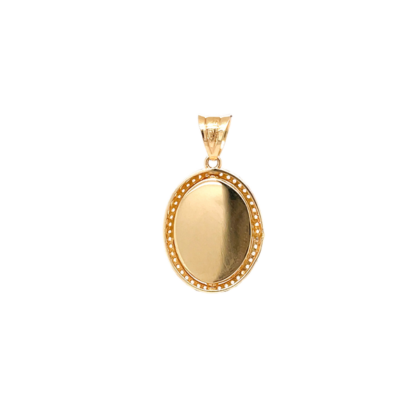 14K Yellow Gold Reversable Onyx & Gold Oval Diamond Pendant