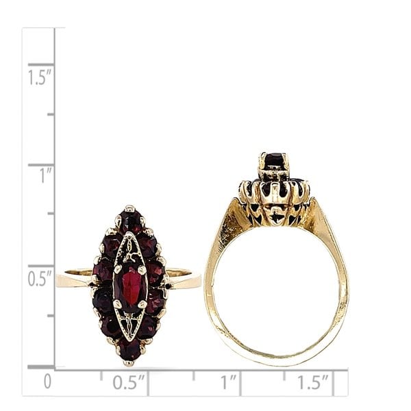 14K Yellow Gold 1950's 2 CTW Garnet Cluster Ring Size 6.25