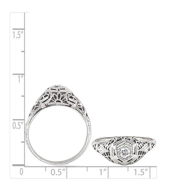 18K White Gold 1930's .13ct Old European Cut Diamond Ring Size 6.5