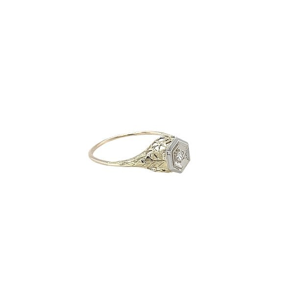 14KY 1930's .10ct Diamond Art Deco Ring Size 6.75