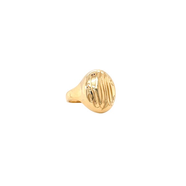 14K White Gold Embossed Monogram Ring