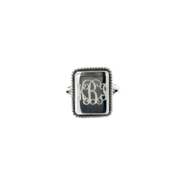 Gold Creations Sterling Silver Square Rope Edge Monogram Ring