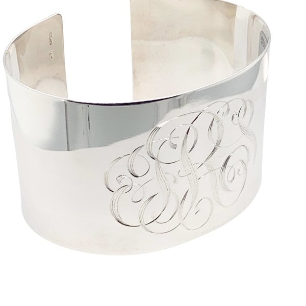 Sterling Silver Classic Hand Engraved 40mm Cuff Bracelet