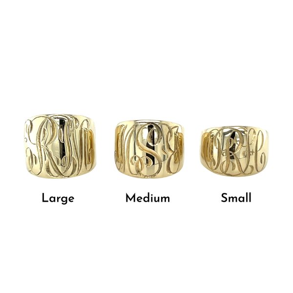 14K Yellow Gold GC Large Cigar Band With Hand Engraving