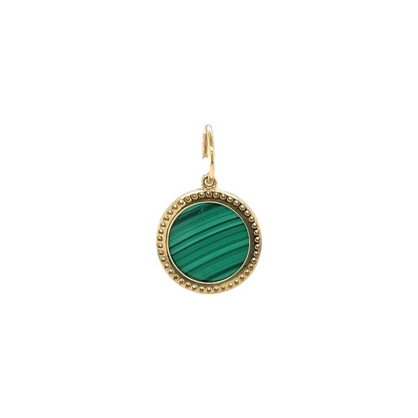 14K Yellow Gold Small 23x15mm Malachite & .14ct Diamond Pendant