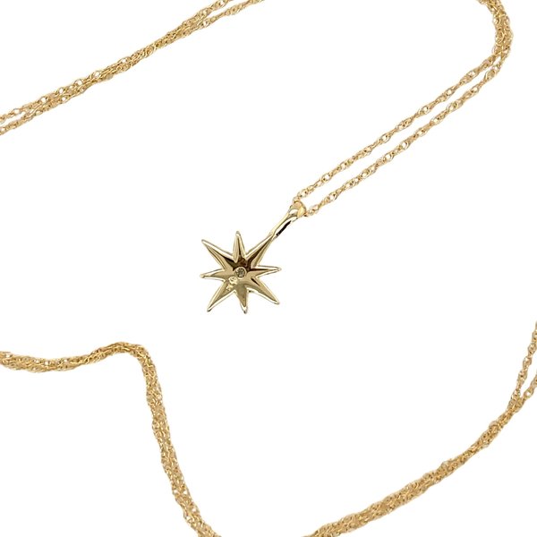 14KY .01ct Diamond Starburst Necklace with 18" Rope Chain