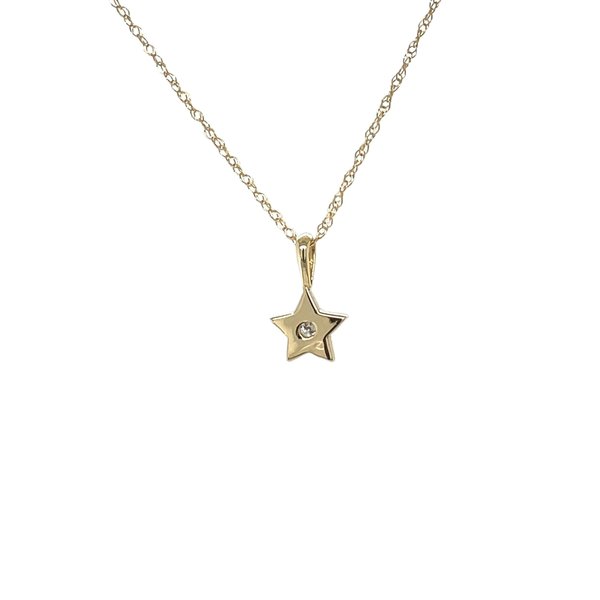 14KY .03ct Diamond Star Necklace with 18" Rope Chain