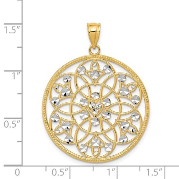 14K Yellow And White Gold Bryan Gate Diamond Cut Pendant