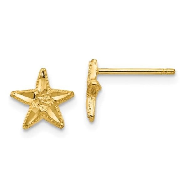 14KY Diamond Cut Starfish Earrings