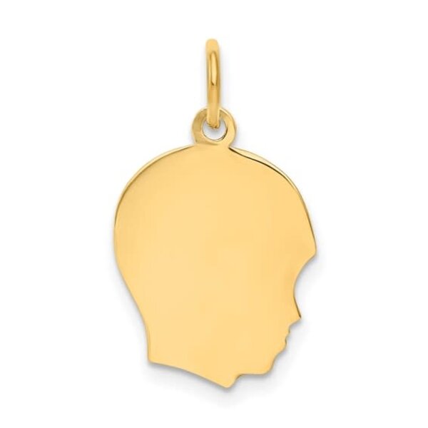 14K Yellow Gold Small Boy Head Silhouette 27 Gauge