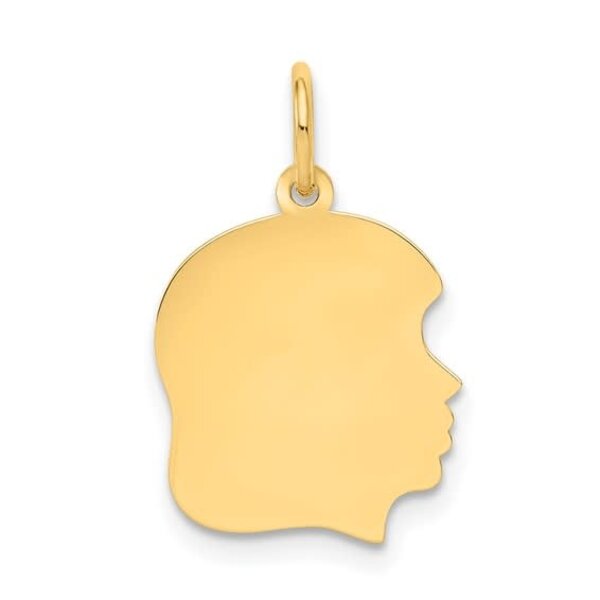 14K Yellow Gold Small Girl Head Silhouette 27 Gauge