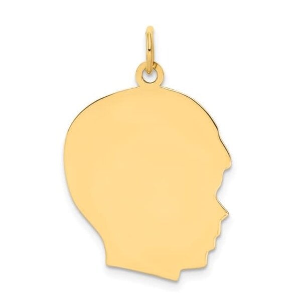14K Yellow Gold Large Boy Head Silhouette 27 Gauge