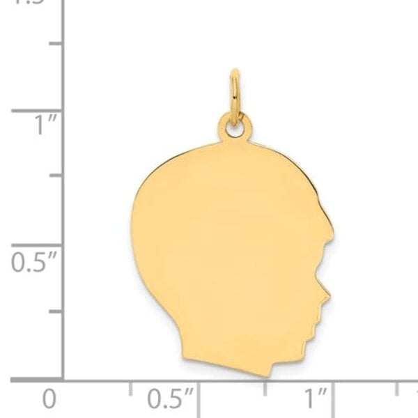 14K Yellow Gold Large Boy Head Silhouette 27 Gauge