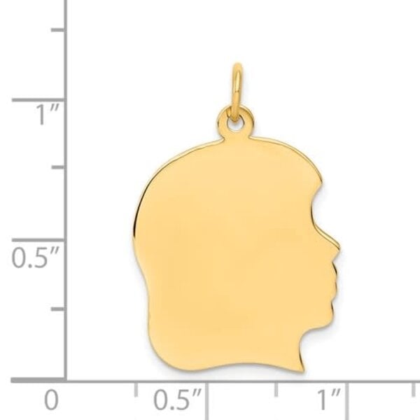 14K Yellow Gold Large Girl Head Silhouette 27 Gauge