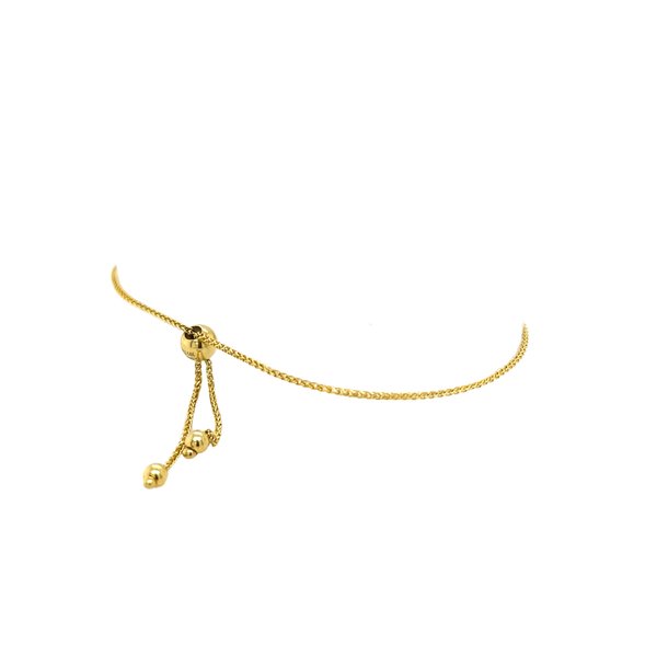 14K Yellow Gold Diamond Cut Oval Sweetgrass Lariat Bracelet
