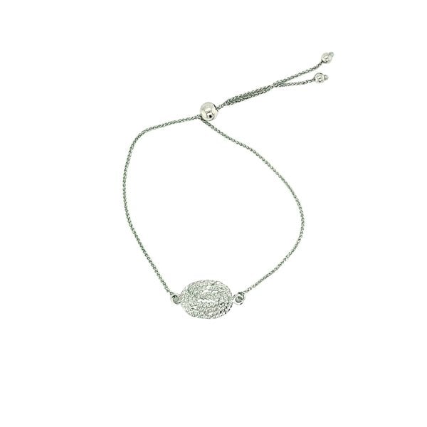 Sterling Silver Diamond Cut Oval Sweetgrass Lariat Bracelet
